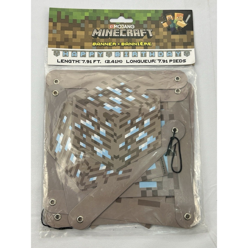 2018 Minecraft Happy Birthday Banner 7.91 Ft Mojang Diamond Ore Sealed NOS